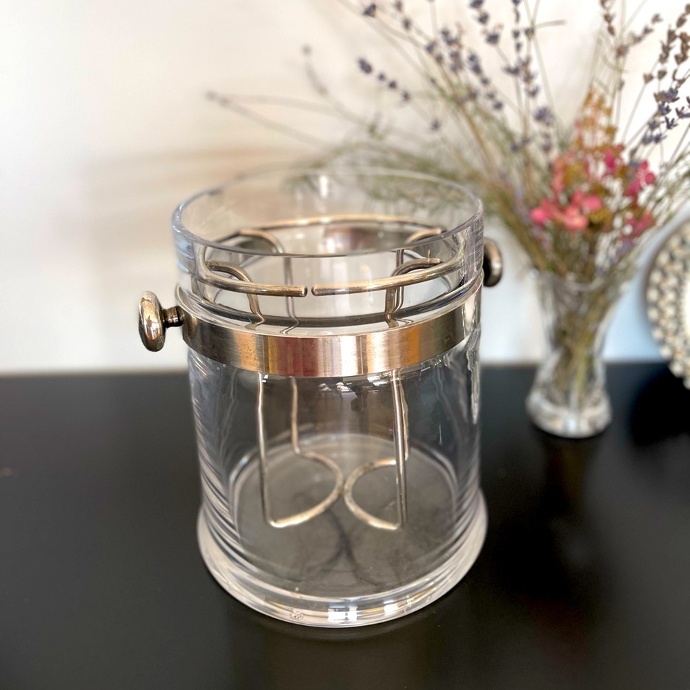 Champagne Ice Bucket Vintage Silver Plated Glass Wine Cooler Wedding Gift